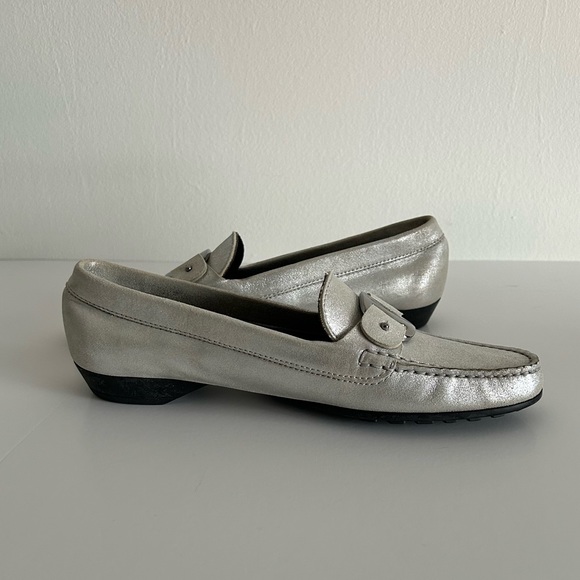 Salvatore Ferragamo | silver suede loafers - Picture 8 of 11